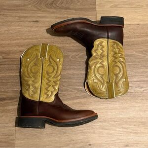 Justin Boots Brown and Yellow Western Boots size 8 1/2